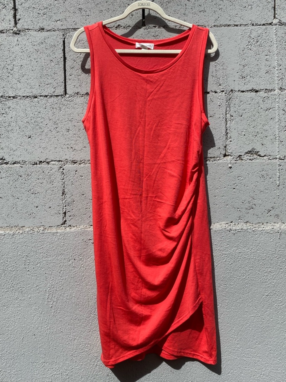Treasure & Bond Red Sleeveless Dress XXL Side Ruching Asymmetrical Hem Baddy